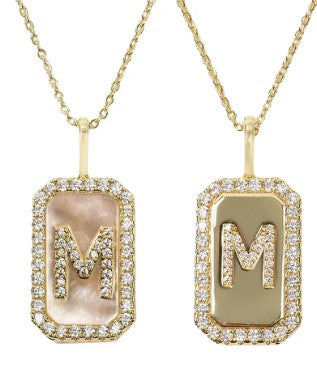 Love Letters Double Sided Mother-of-Pearl Initial Pendant Necklace by Melinda Maria