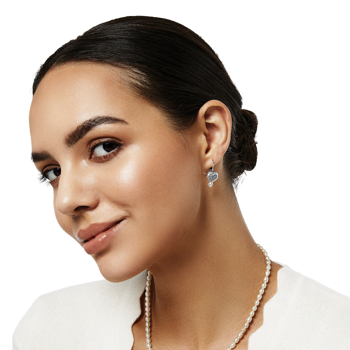 Meridian Zenith Heart Pearl Leverback Earrings by Brighton