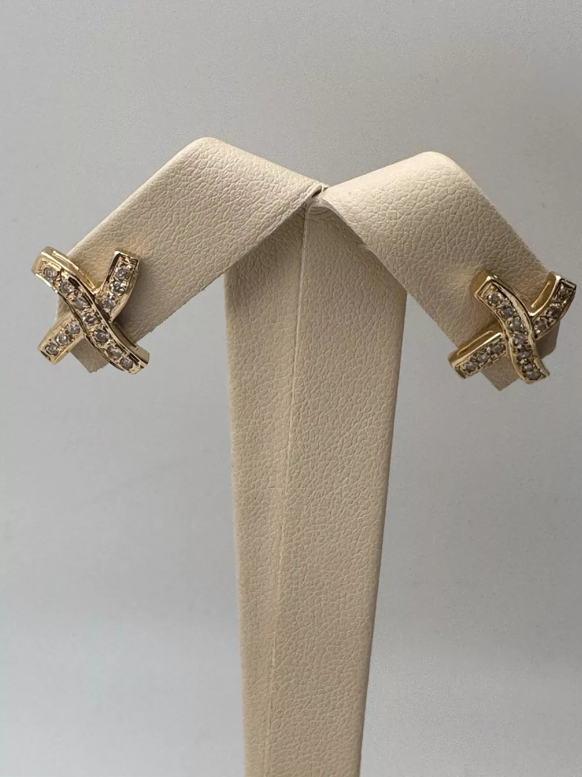 Vintage Estate 14k Yellow Gold X-Shaped Diamond Earrings