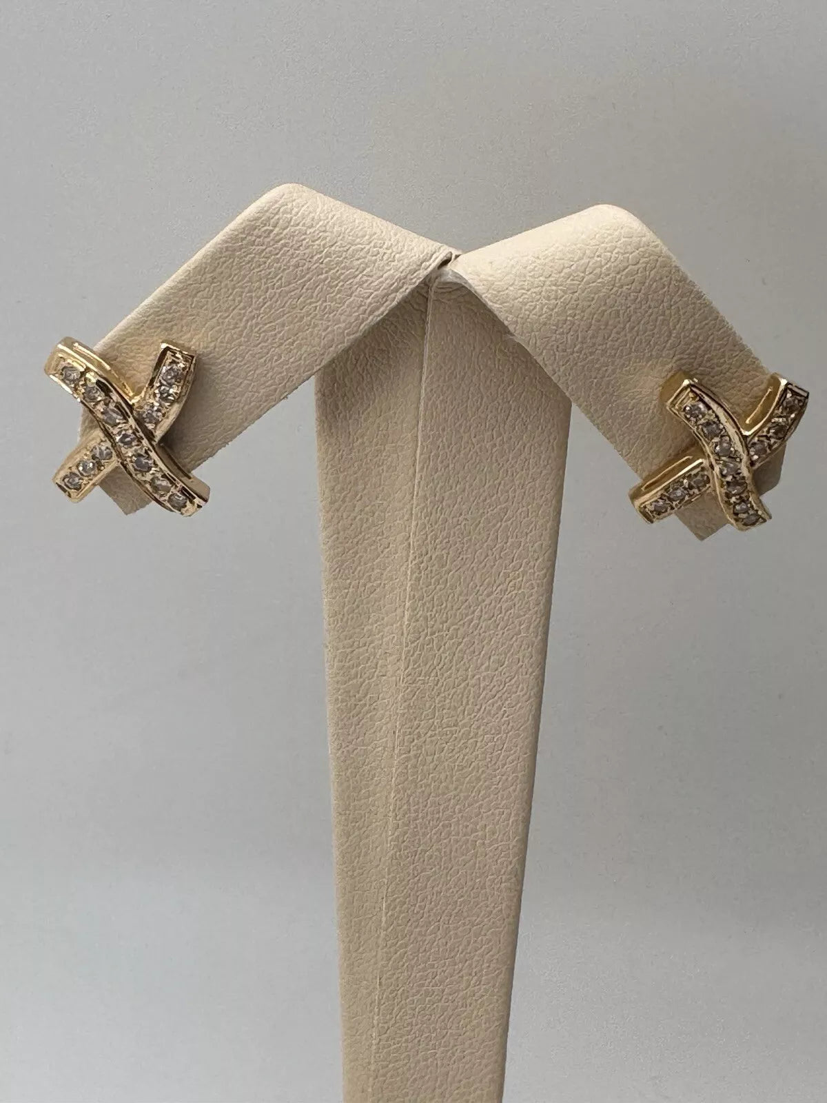 Vintage Estate 14k Yellow Gold X-Shaped Diamond Earrings
