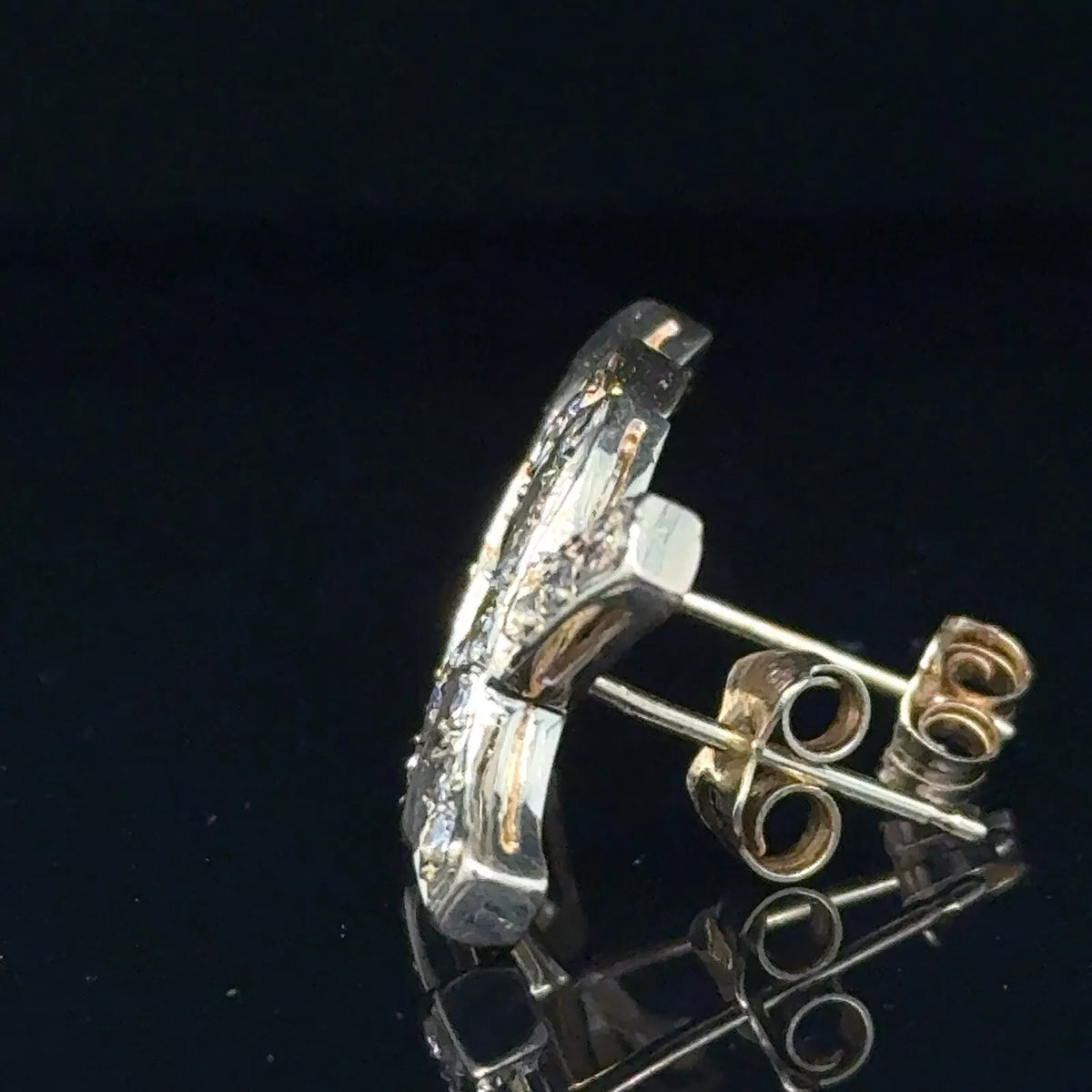 Vintage Estate 14k Yellow Gold X-Shaped Diamond Earrings
