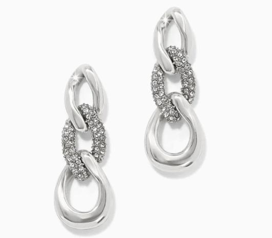 Cleo Pave Link Post Drop Earrings (white) by Brighton