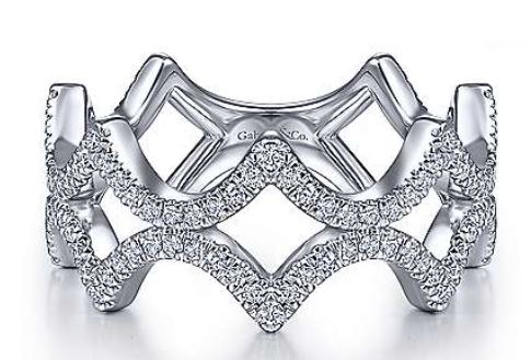 14K White Gold Open Triangular Diamond Ring by Gabriel & Co.