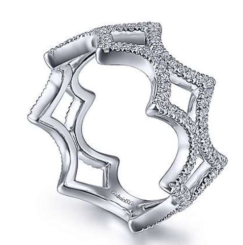 14K White Gold Open Triangular Diamond Ring by Gabriel & Co.