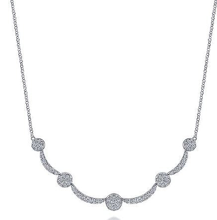 14K White Gold Scallop Diamond Necklace by Gabriel & Co.
