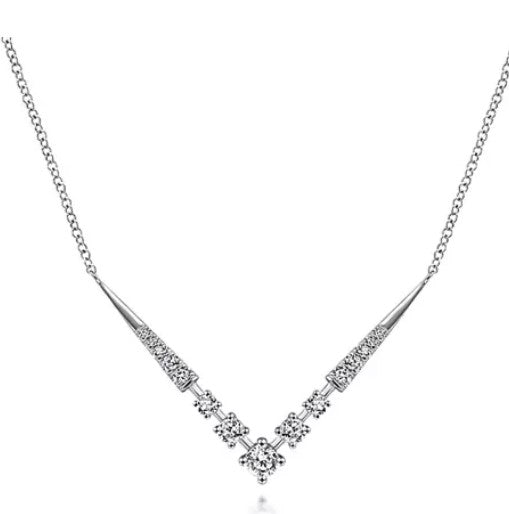 14K White Gold Diamond Chevron Necklace Gabriel & Co.