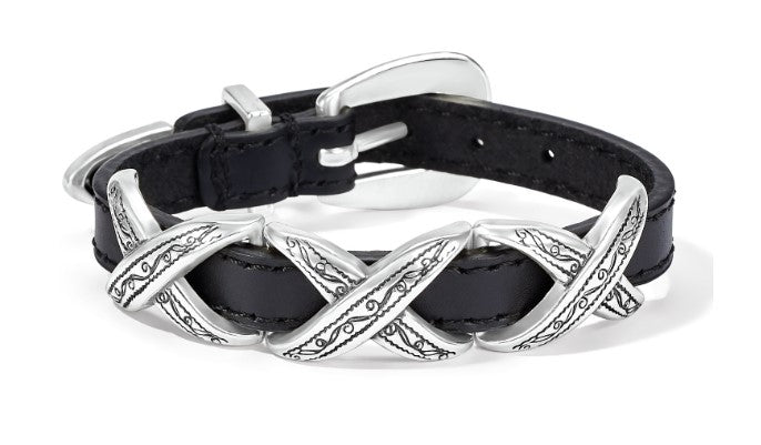 Kriss Kross Etched Bandit Bracelet- BLACK by Brighton