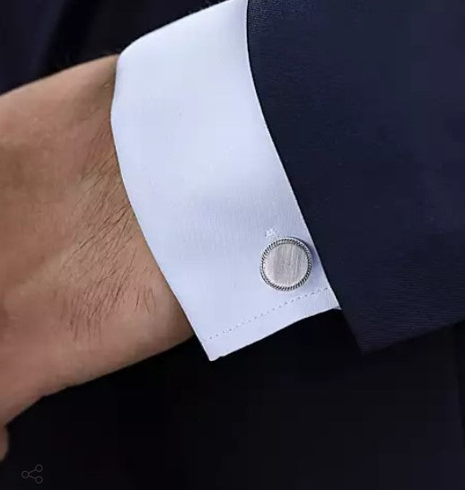 Sterling Silver Round Cufflinks with Twisted Rope Trim by Gabriel