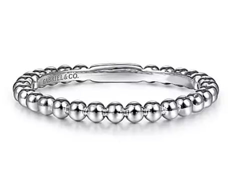 14K White Gold Beaded Ball Stackable Wedding Band by Gabriel & Co.