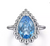 925 Sterling Silver Swiss Blue Topaz Bujukan Pear Shape Ring With Pattern
