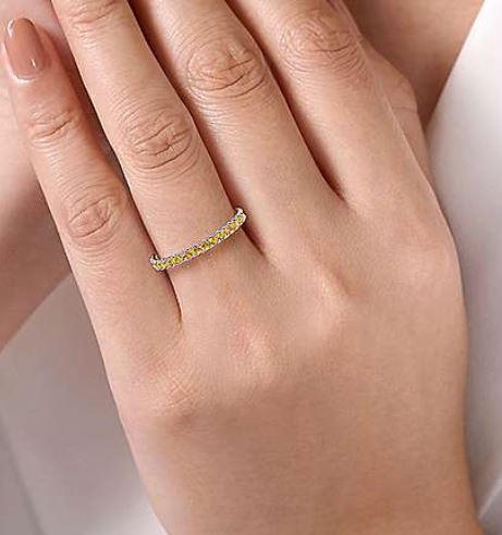 14K White Gold Citrine Stackable Ring by Gabriel & Co