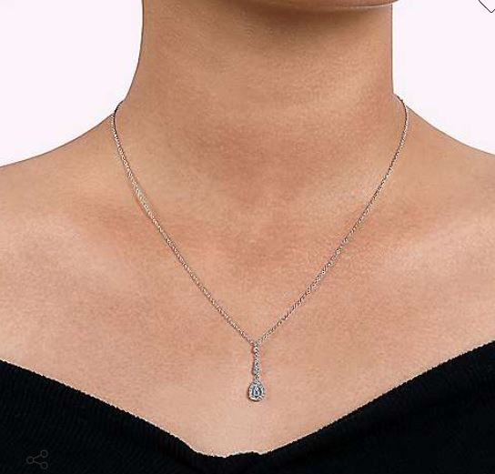 Vintage 14K White Gold Diamond Pendant Necklace by Gabriel & Co.
