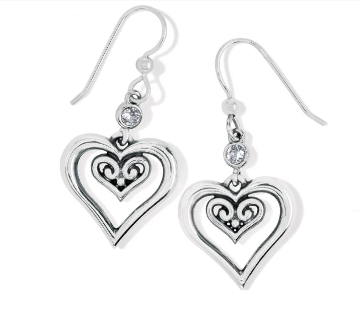 Alcazar Duet Heart French Wire Earrings by Brighton
