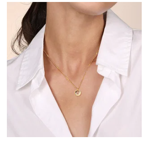 14K Yellow Plain Gold Bujukan Dog Paw Medallion Necklace