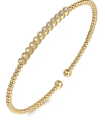 14K Yellow Gold Bujukan Bead Diamond Bangle .15ctw