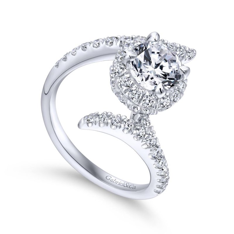 14K White Gold Round Halo Diamond Engagement Ring-Nebula