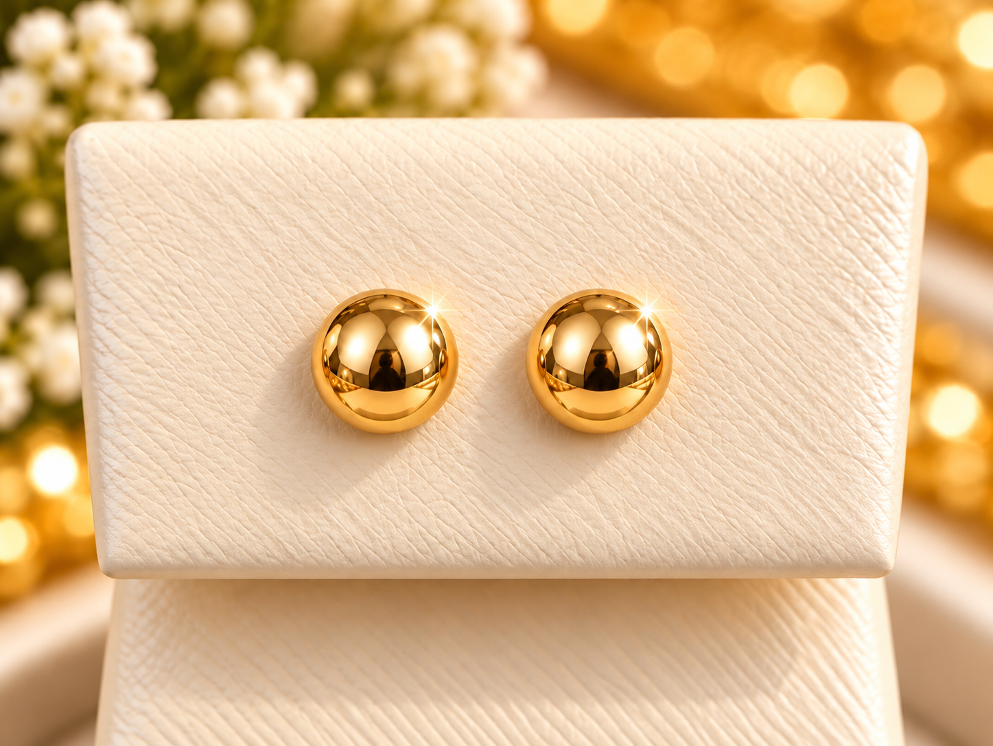 14K Yellow Gold Children 8mm Polished Ball Stud Earrings