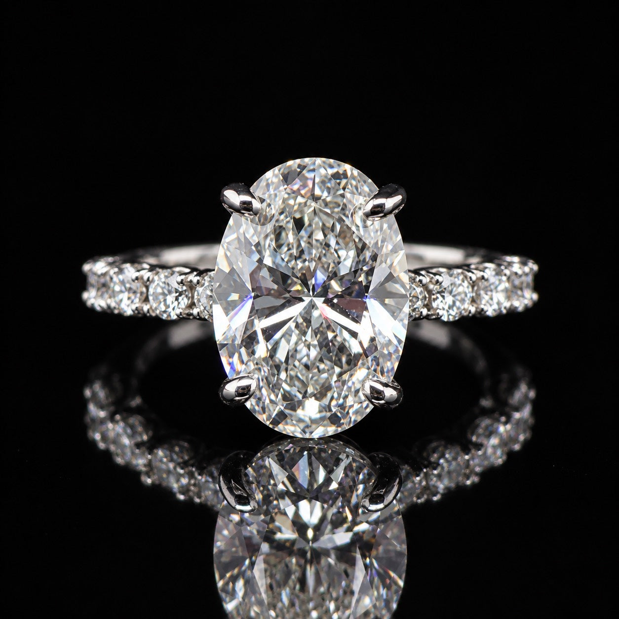 14K White Gold 4.32 CTW Lab Grown Diamond Engagement Ring D VS1 IGI Certified