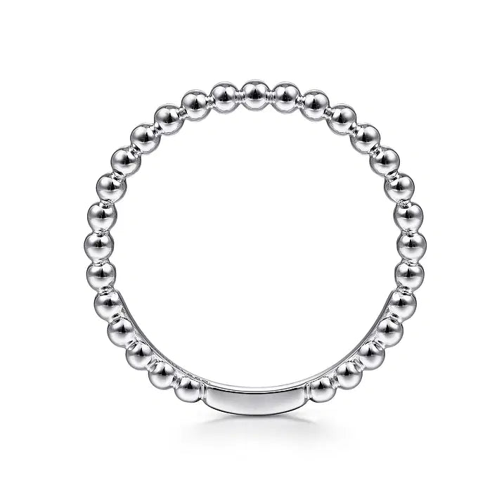 14K White Gold Bujukan Beaded Stackable Ring