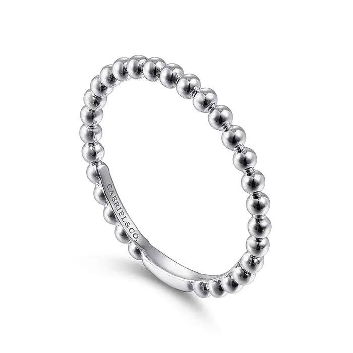 14K White Gold Bujukan Beaded Stackable Ring