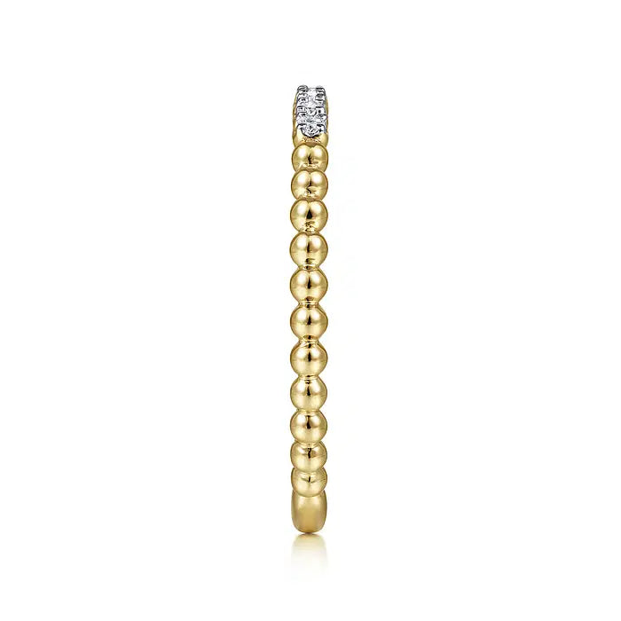 14K Yellow Gold Bujukan Bead and Diamond Stackable Ring