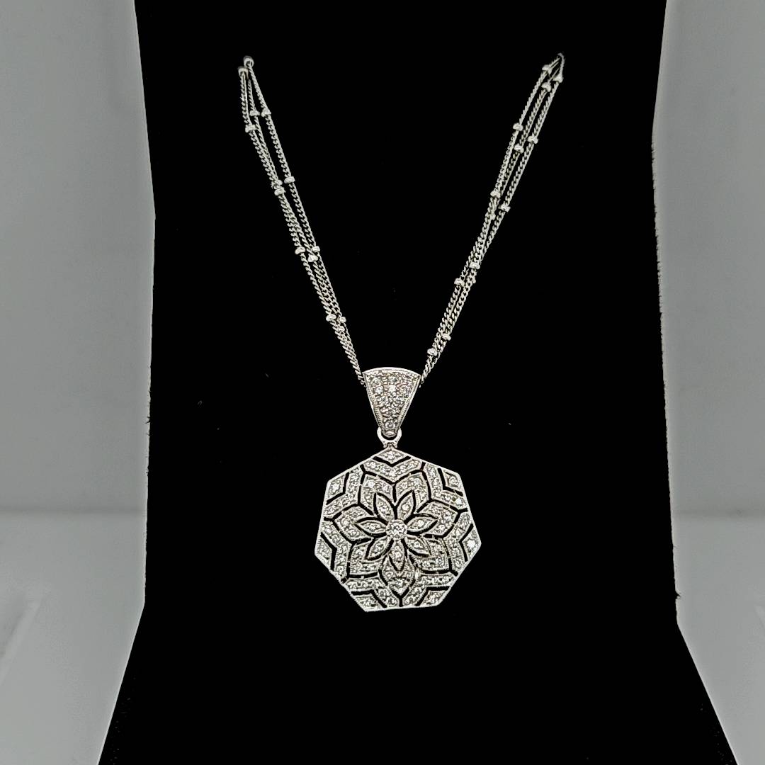 Triple Strand Necklace & Diamond Pendant-Estate