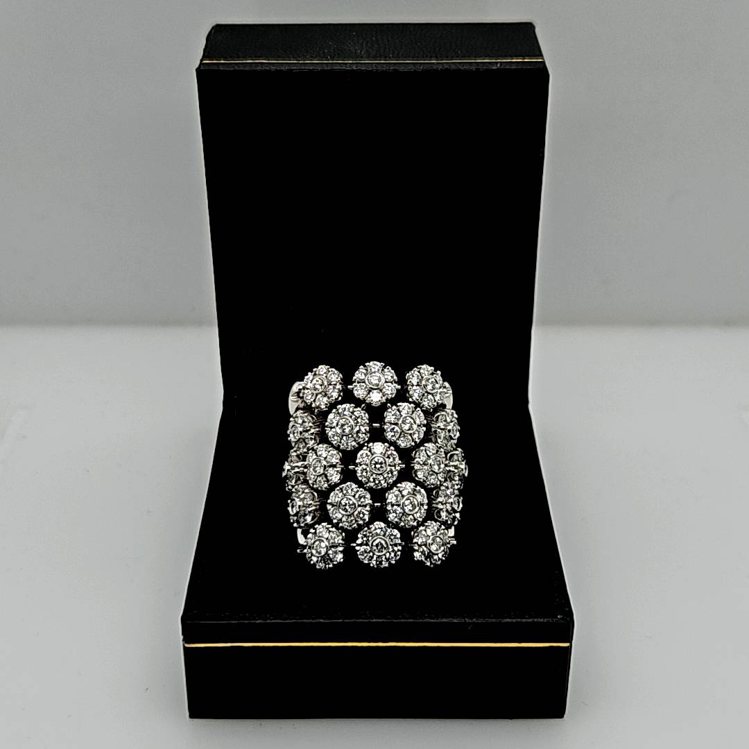 18K White Gold & Diamond Flower Ring-Estate