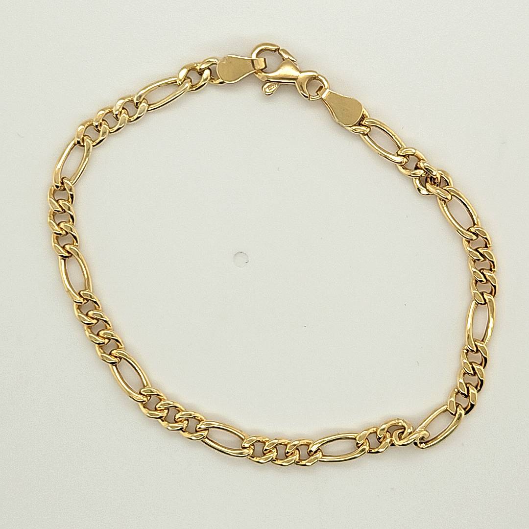18k Gold Bracelet Mens Figaro Bracelet Figaro Chain Bracelet In