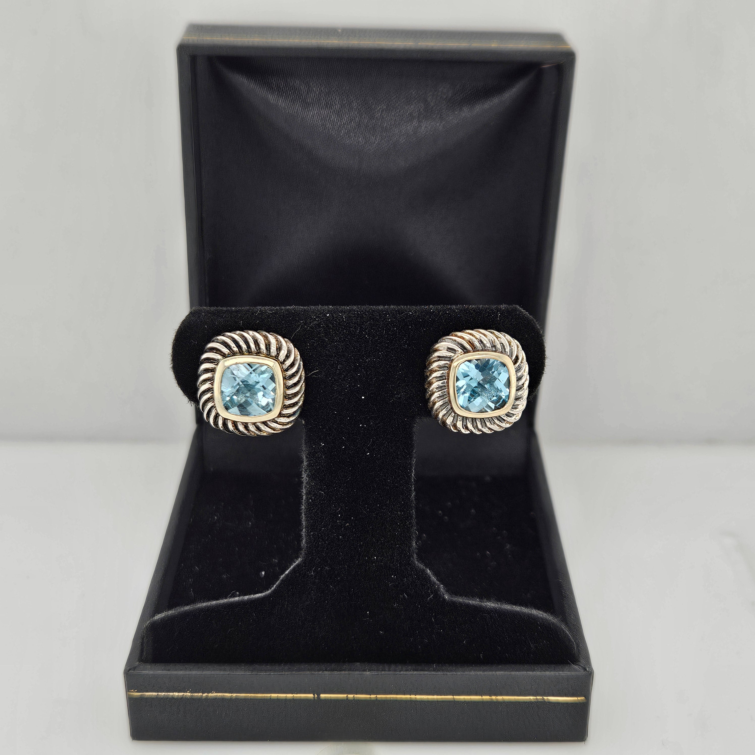 David Yurman Sterling Silver 9mm Blue Topaz Diamond Chatelaine Stud Earrings  | eBay