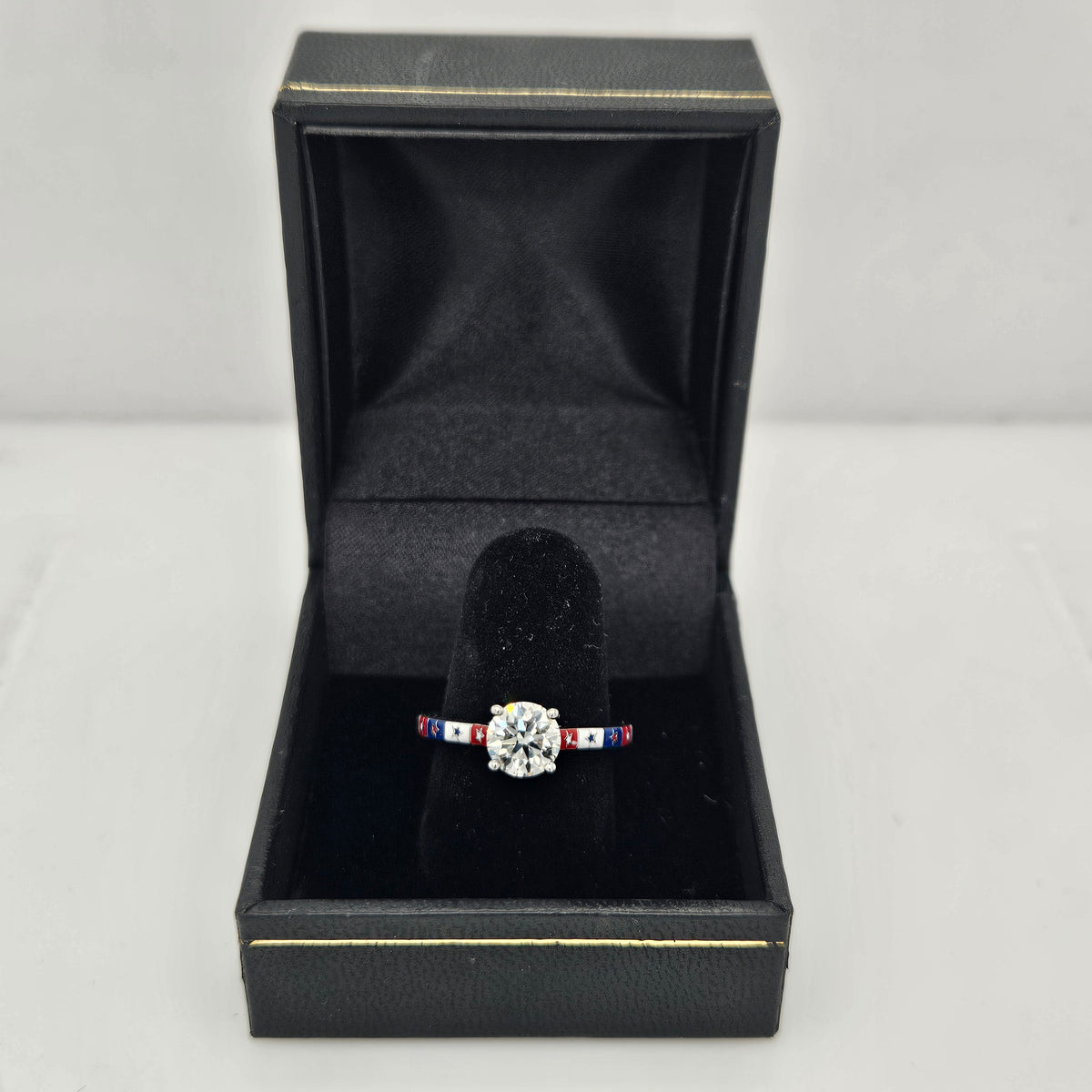Ladies Stars &amp; Stripes Diamond Wedding Ring