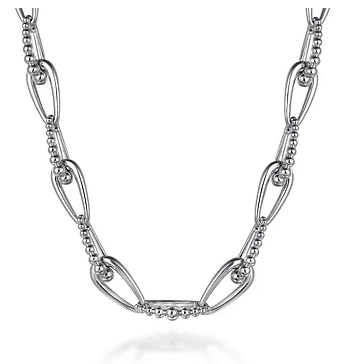 925 Sterling Silver Oval Link Chain Necklace with Bujukan Connectors