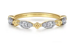 14K Yellow Gold Diamond Marquise Shape Bujukan Stackable Ring