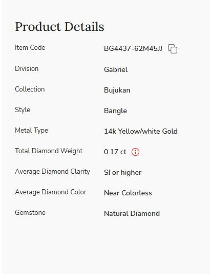 14K White-Yellow Gold Bujukan Diamond Marquise Stations Bangle