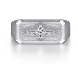 Wide 925 Sterling Silver North Star Ring in Satin Finish