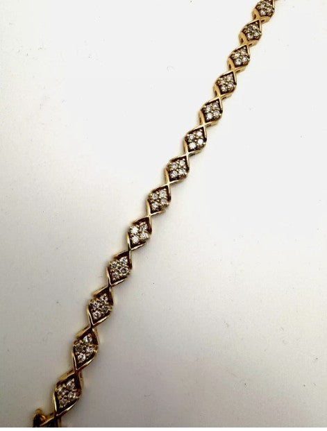 14k Yellow Gold Elegant Diamond Bracelet 3.20ctw- Estate