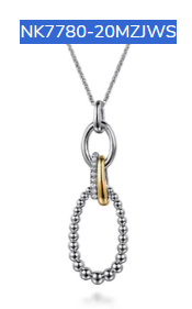 925 Sterling Silver and 14K Yellow Gold Bujukan White Sapphire Link Pendant Necklace