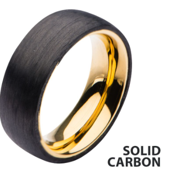 Solid Carbon &amp; Gold IP Ring
