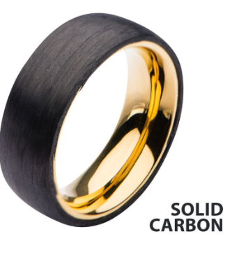 Solid Carbon & Gold IP Ring