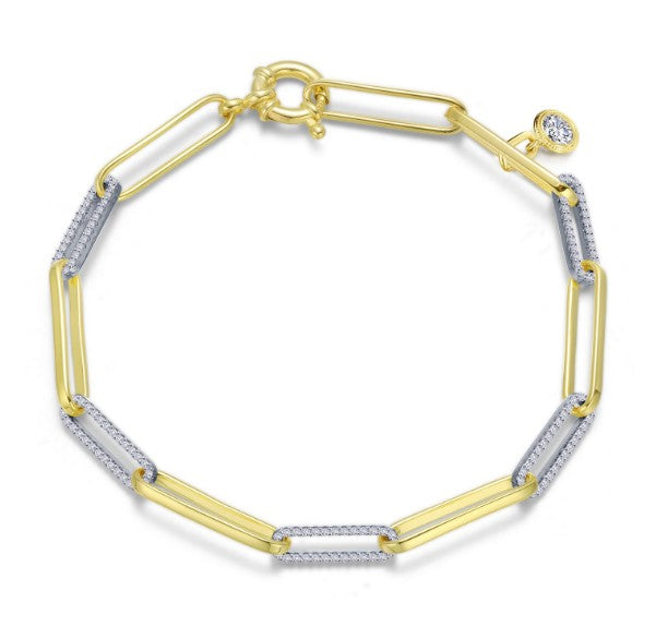 1.65 CTW 2-Tone Paperclip Bracelet