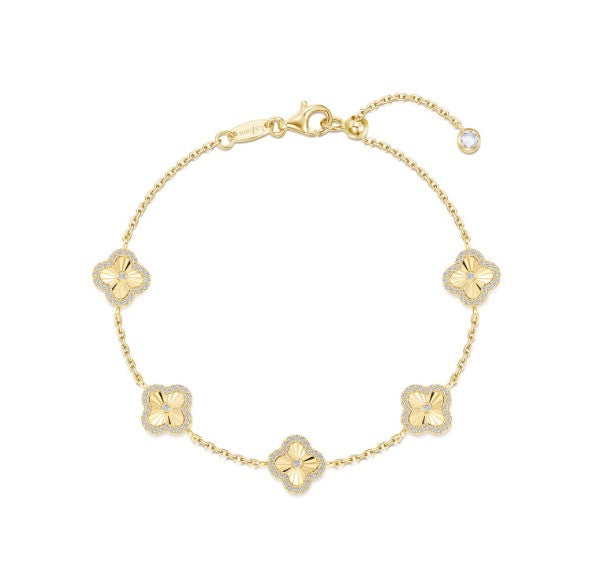 Gold Clover Motif Bracelet by Lafonn