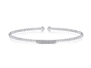 14K WHITE Gold Bujukan Bead Bangle with Diamonds