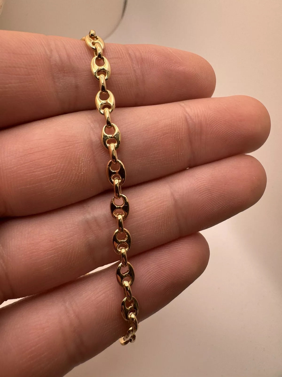 AUTH BVLGARI BRACELET MARINER BRACELET K18YG YELLOW GOLD 8 Inch 10.4 Grams