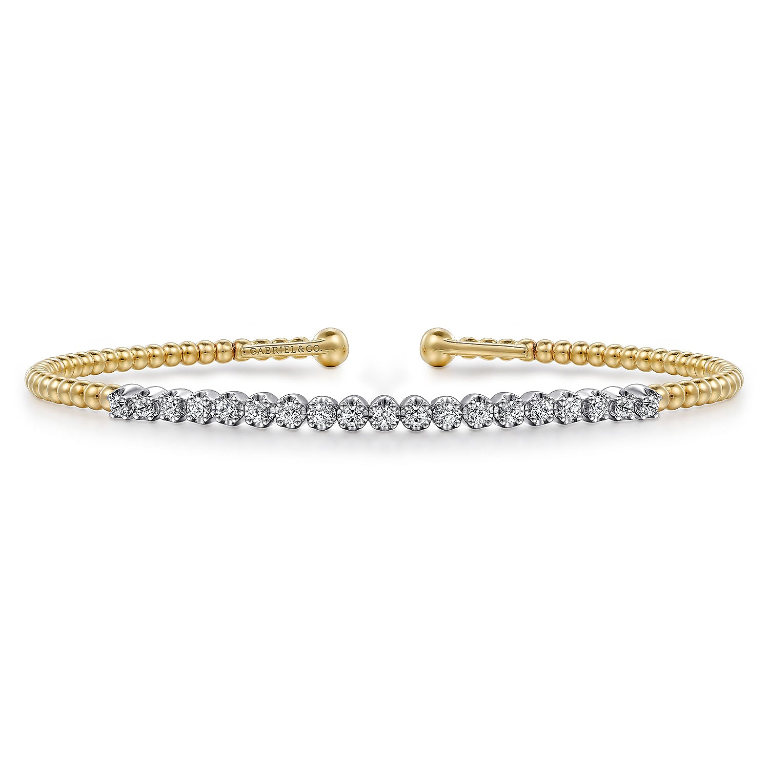 14K White-Yellow Gold Bujukan Diamond Cuff Bracelet