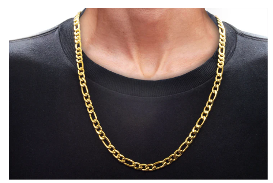 Men's Gold Stainless Steel Figaro Link Chain