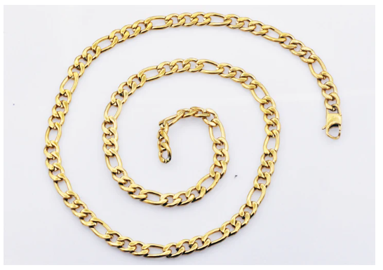 Men's Gold Stainless Steel Figaro Link Chain