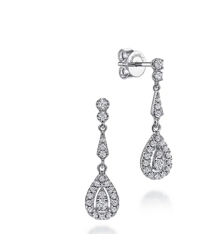 Vintage 14K White Gold Diamond Stud Earrings by Gabriel &amp; Co.