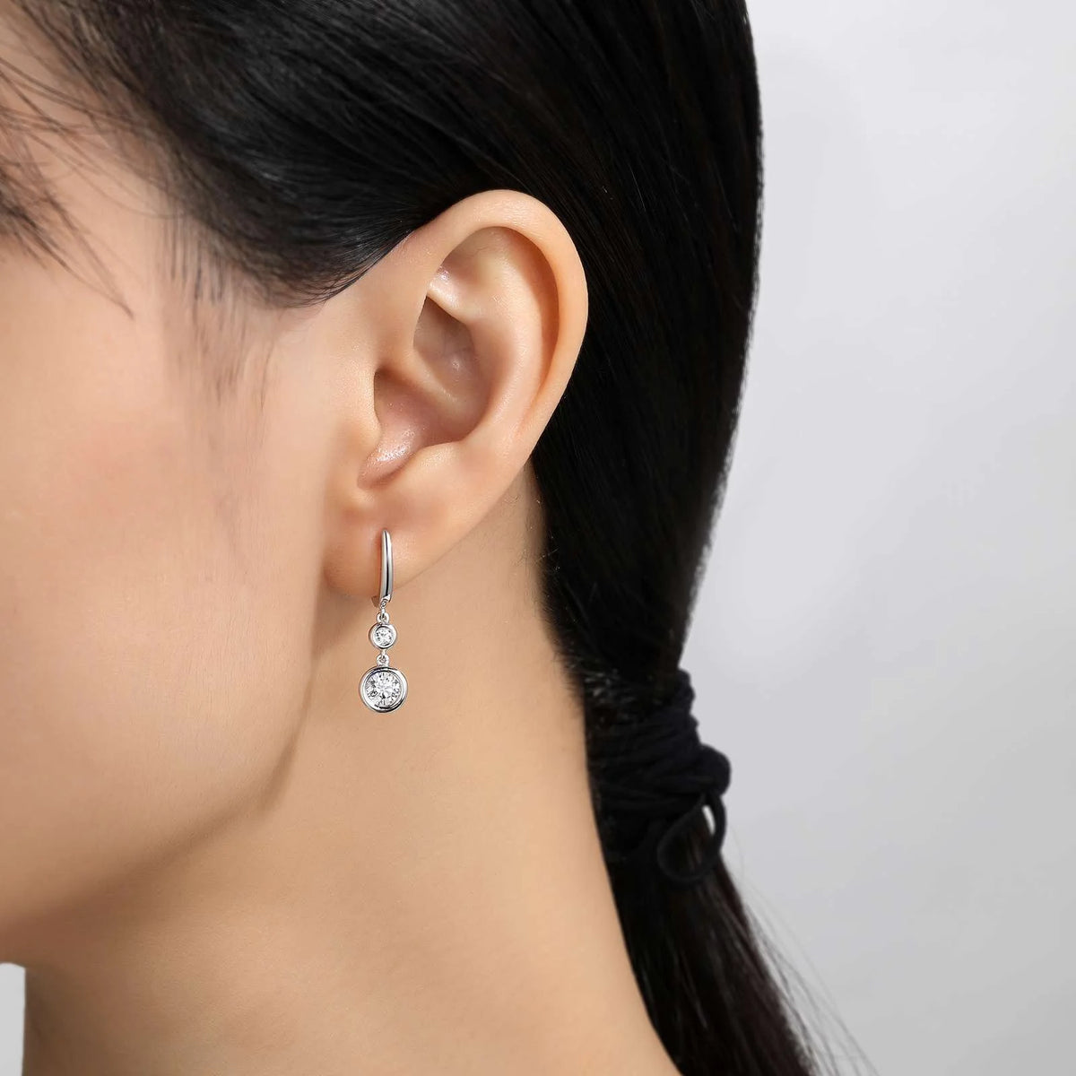 Bezel-Set Drop Earrings