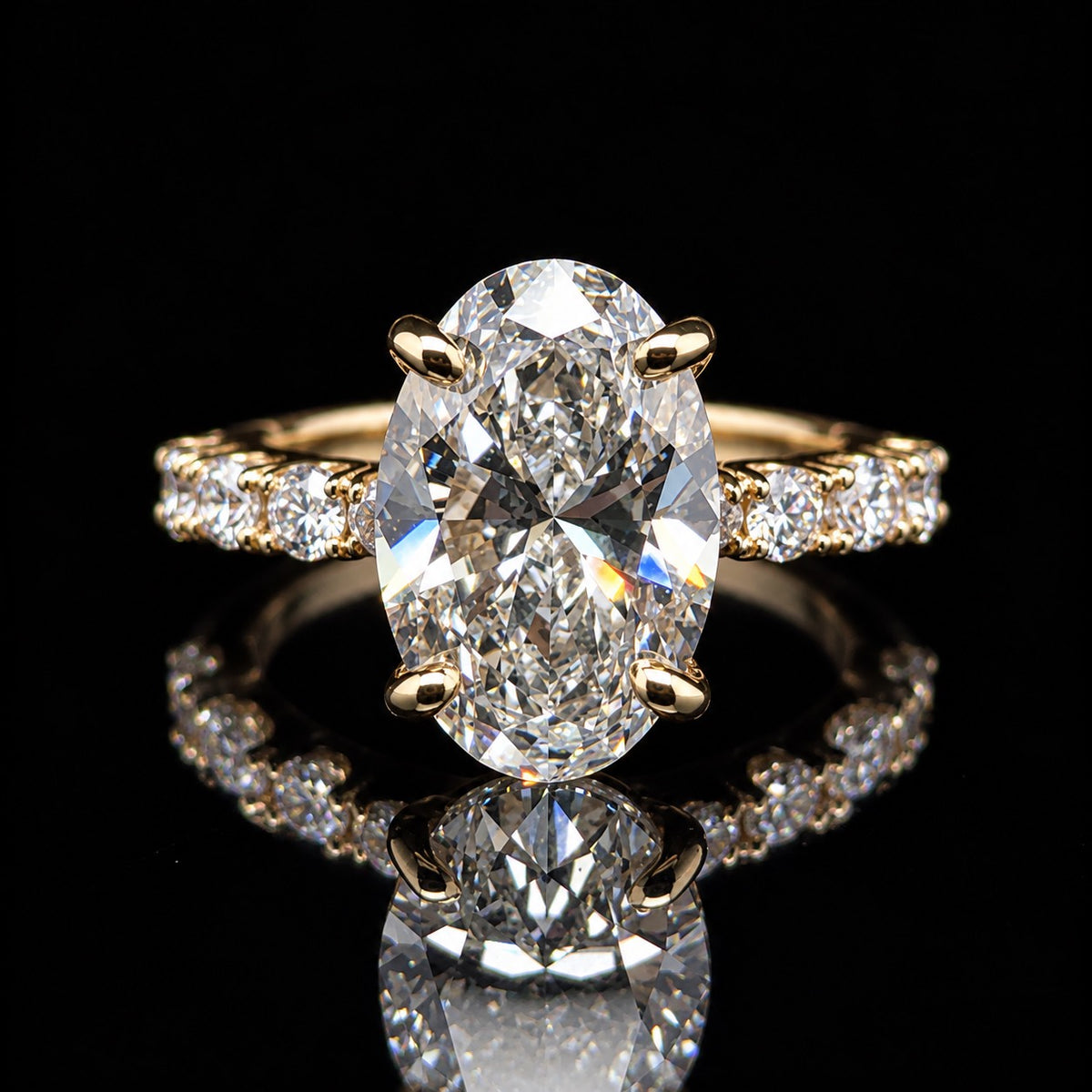 14K Yellow Gold 4.32 CTW Lab Grown Diamond Engagement Ring D VS1 IGI Certified