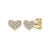 14K Yellow Gold Heart Shaped Pave Diamond Stud Earrings