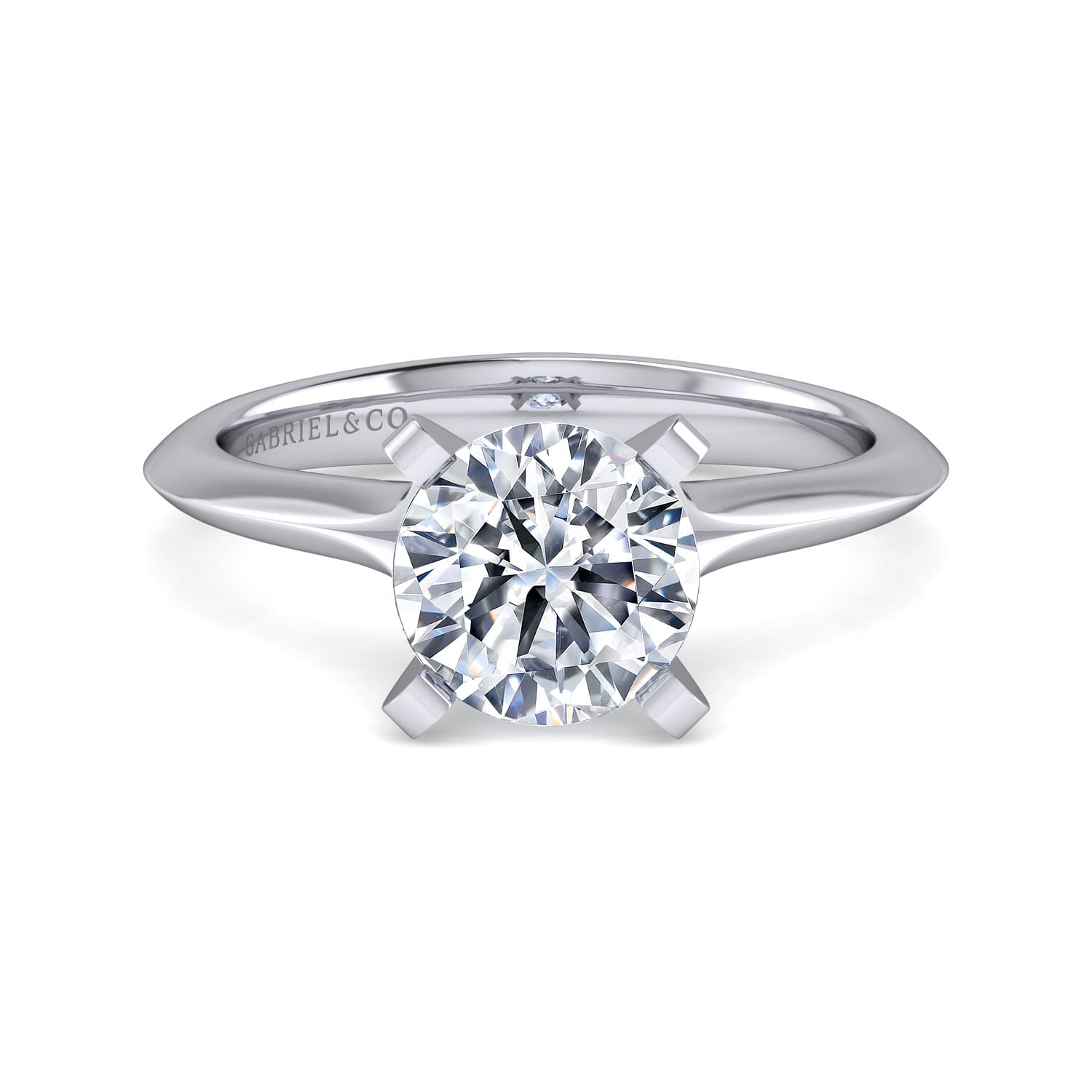 Ellis - 14K White Gold Round Diamond Engagement Ring-Ellis
